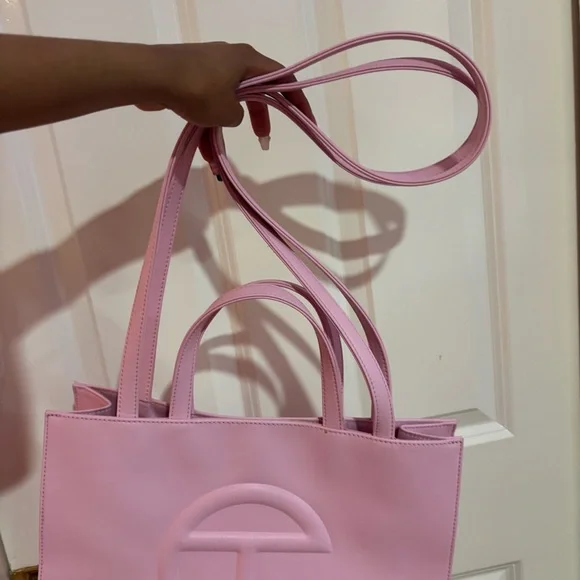 Telfar Pink Logo Leather Tote - Picture 5 of 6